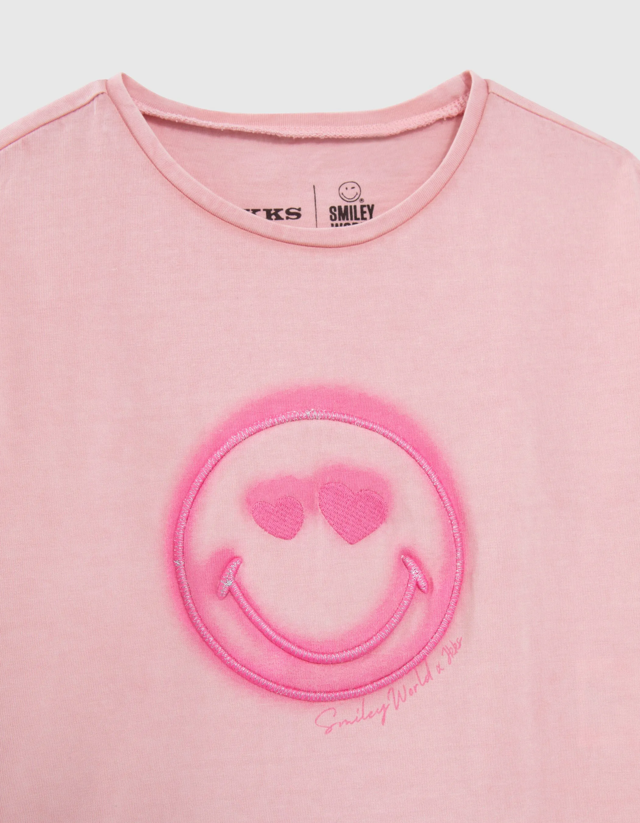 T-shirt rose broderie SMILEYWORLD fille