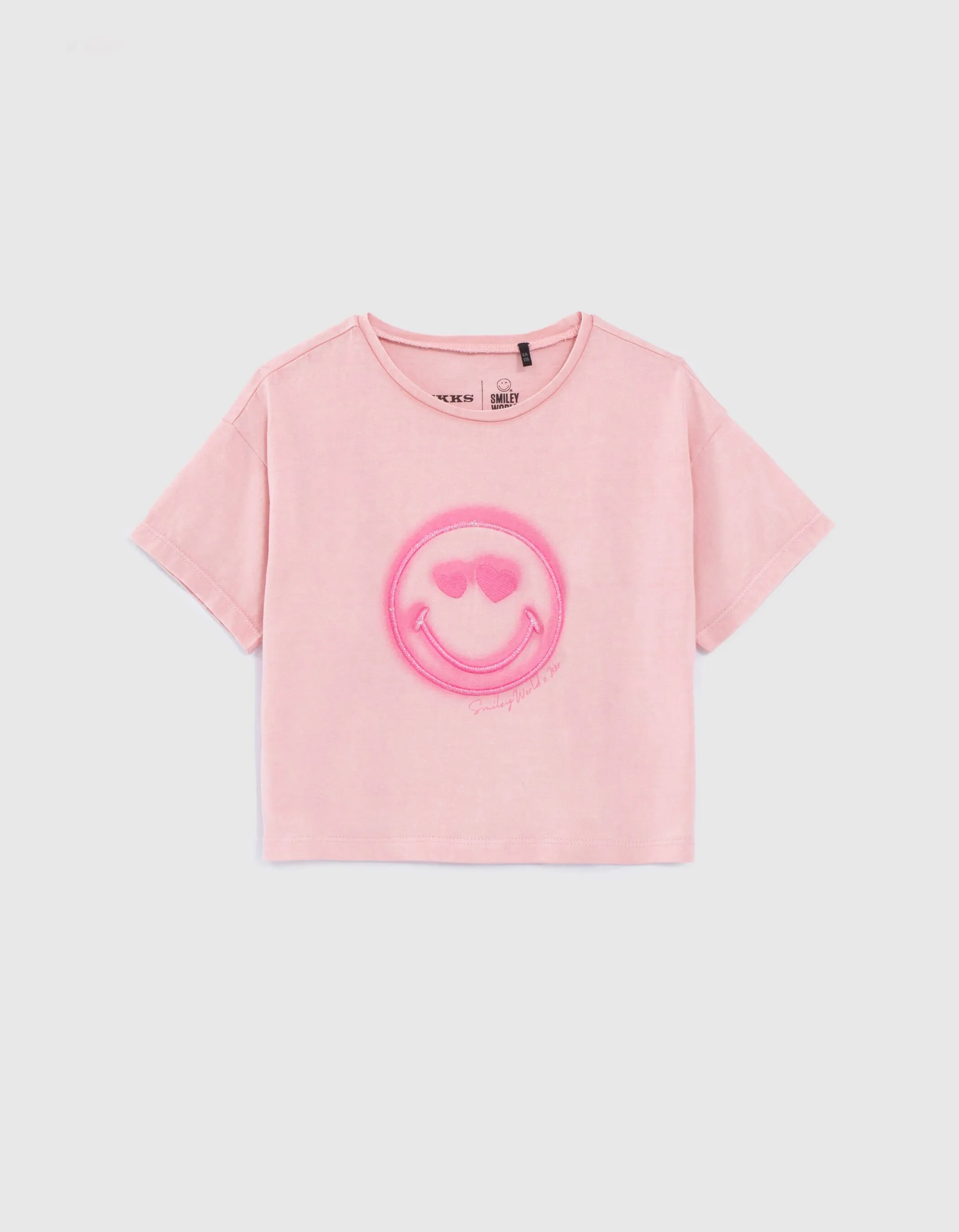 T-shirt rose broderie SMILEYWORLD fille