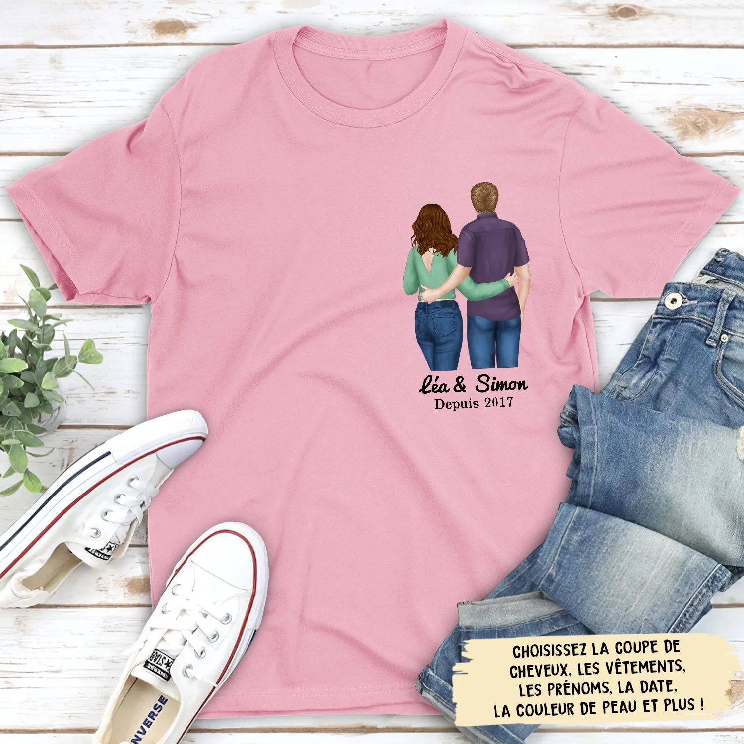 T-shirt Unisex Personnalisé - Pour Couple Heureux