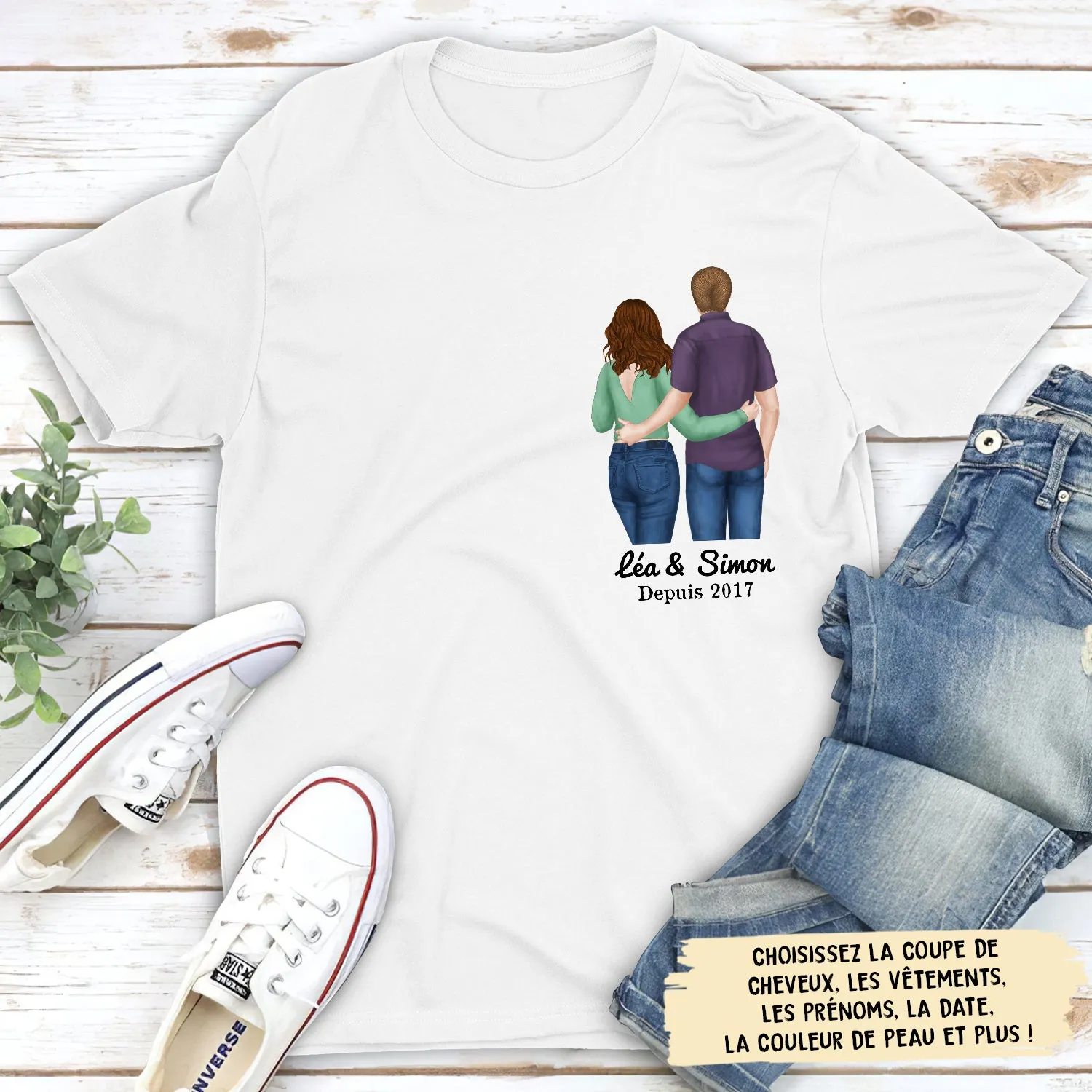 T-shirt Unisex Personnalisé - Pour Couple Heureux