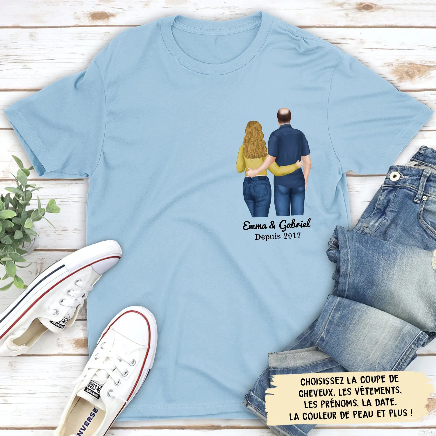 T-shirt Unisex Personnalisé - Pour Couple Heureux