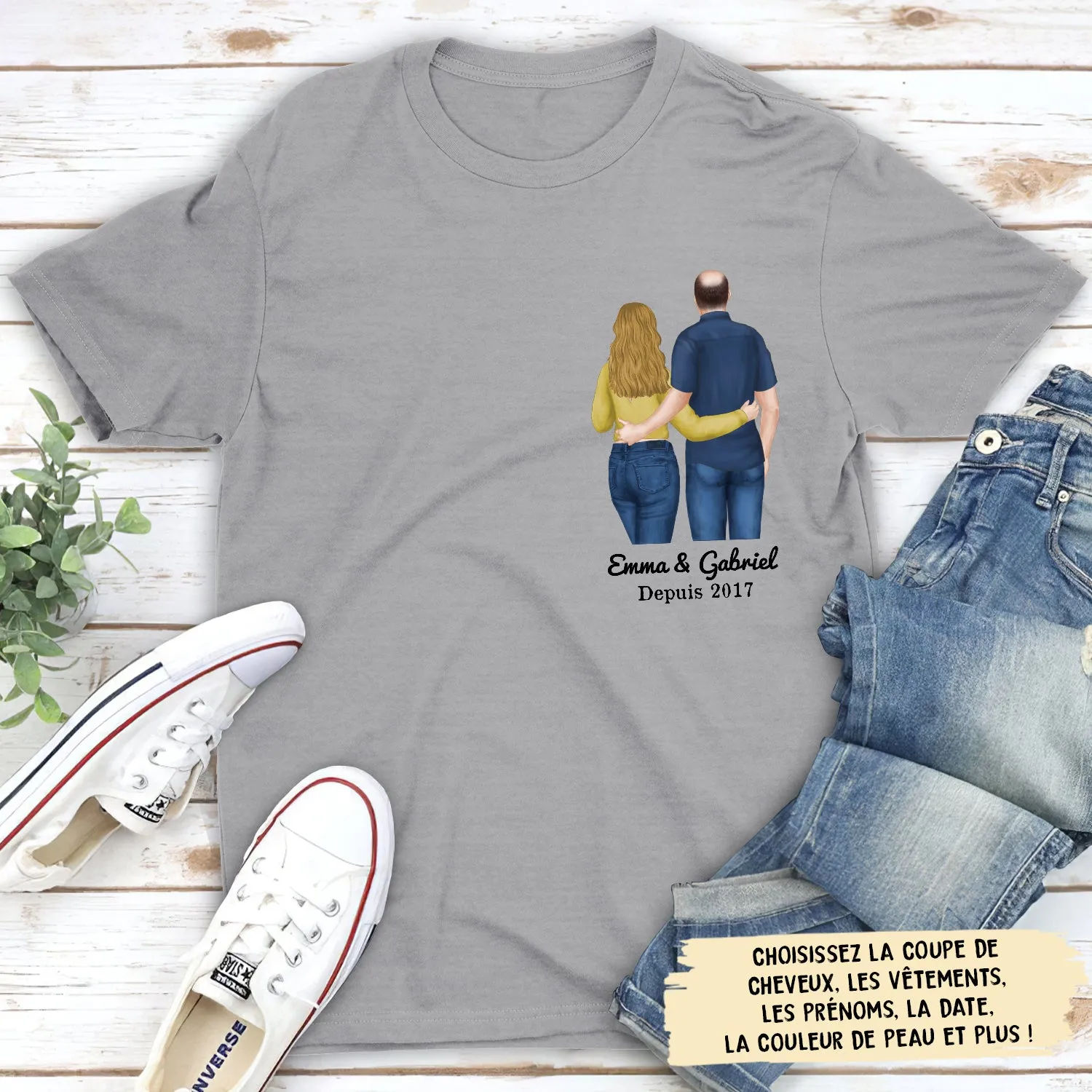 T-shirt Unisex Personnalisé - Pour Couple Heureux