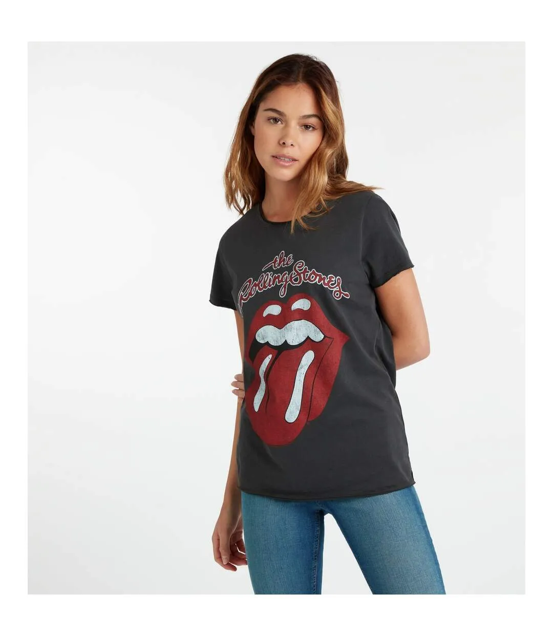 T-shirt vintage tongue femme gris foncé Amplified