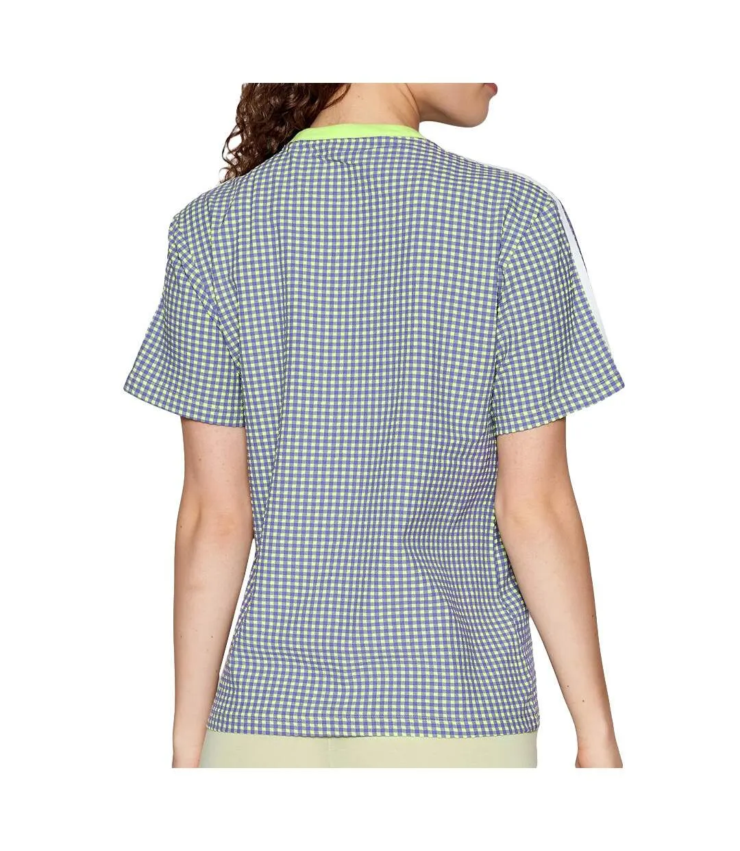 T-shirt à carreaux Violet/Vert Femme Adidas Gingham