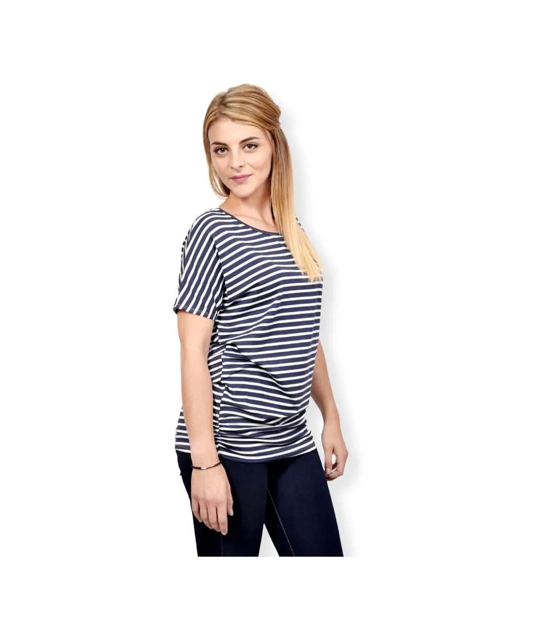 Tee shirt femme manches courtes de couleur bleu