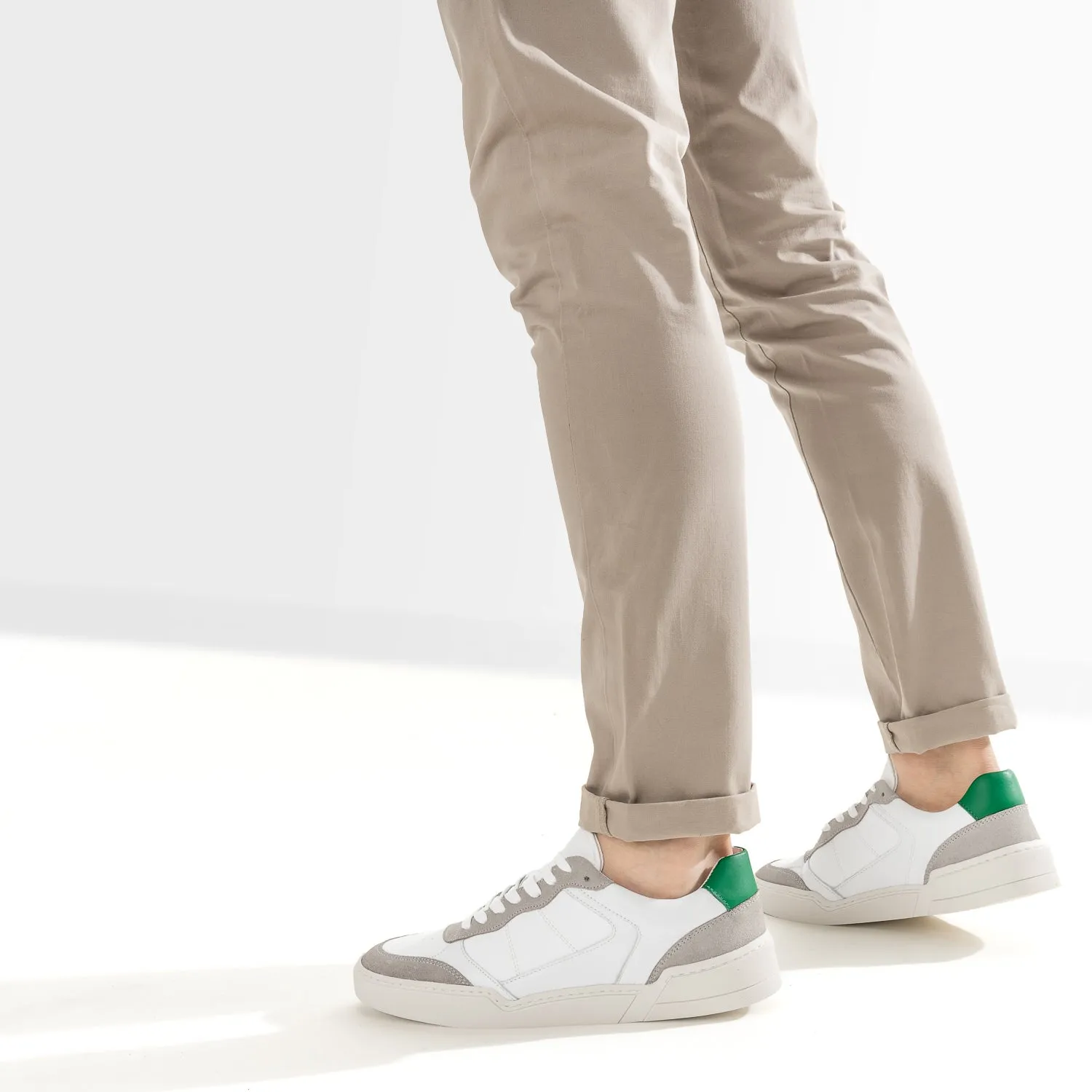 Tennis blanche, grise, verte cuir éco-conçu - Baskets / Tennis Homme | ERAM