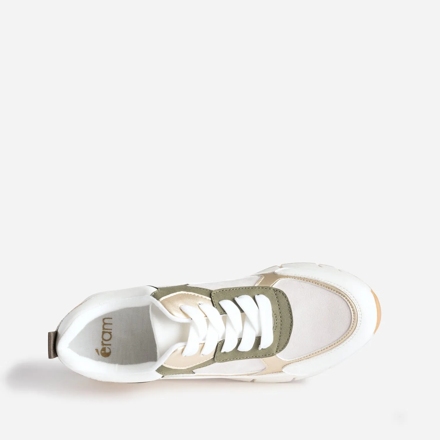 Tennis blanche, kaki, beige et or semelle amovible - Baskets / Tennis Femme | ERAM