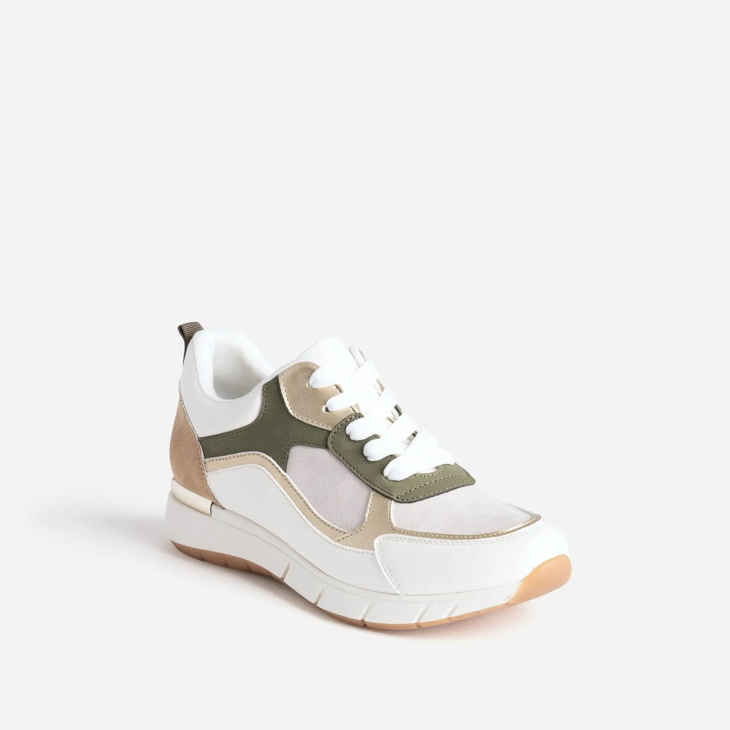 Tennis blanche, kaki, beige et or semelle amovible - Baskets / Tennis Femme | ERAM