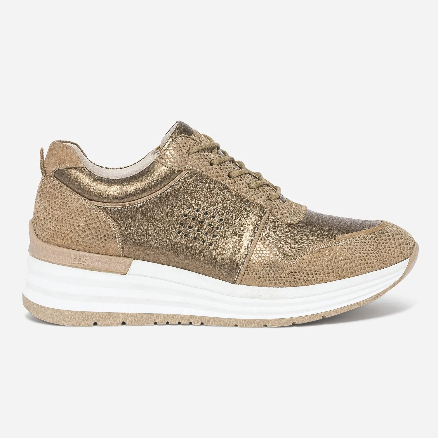 Tennis compensée TBS bronze et effet python cuir - Baskets / Tennis Femme | ERAM