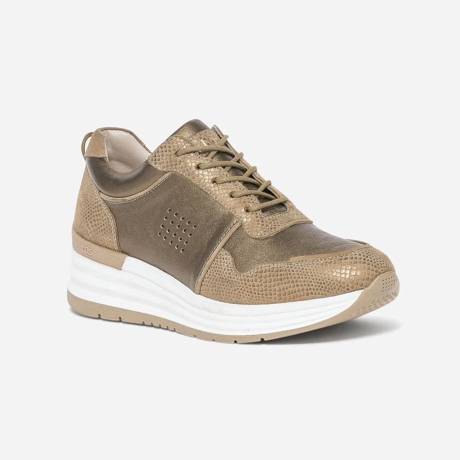 Tennis compensée TBS bronze et effet python cuir - Baskets / Tennis Femme | ERAM