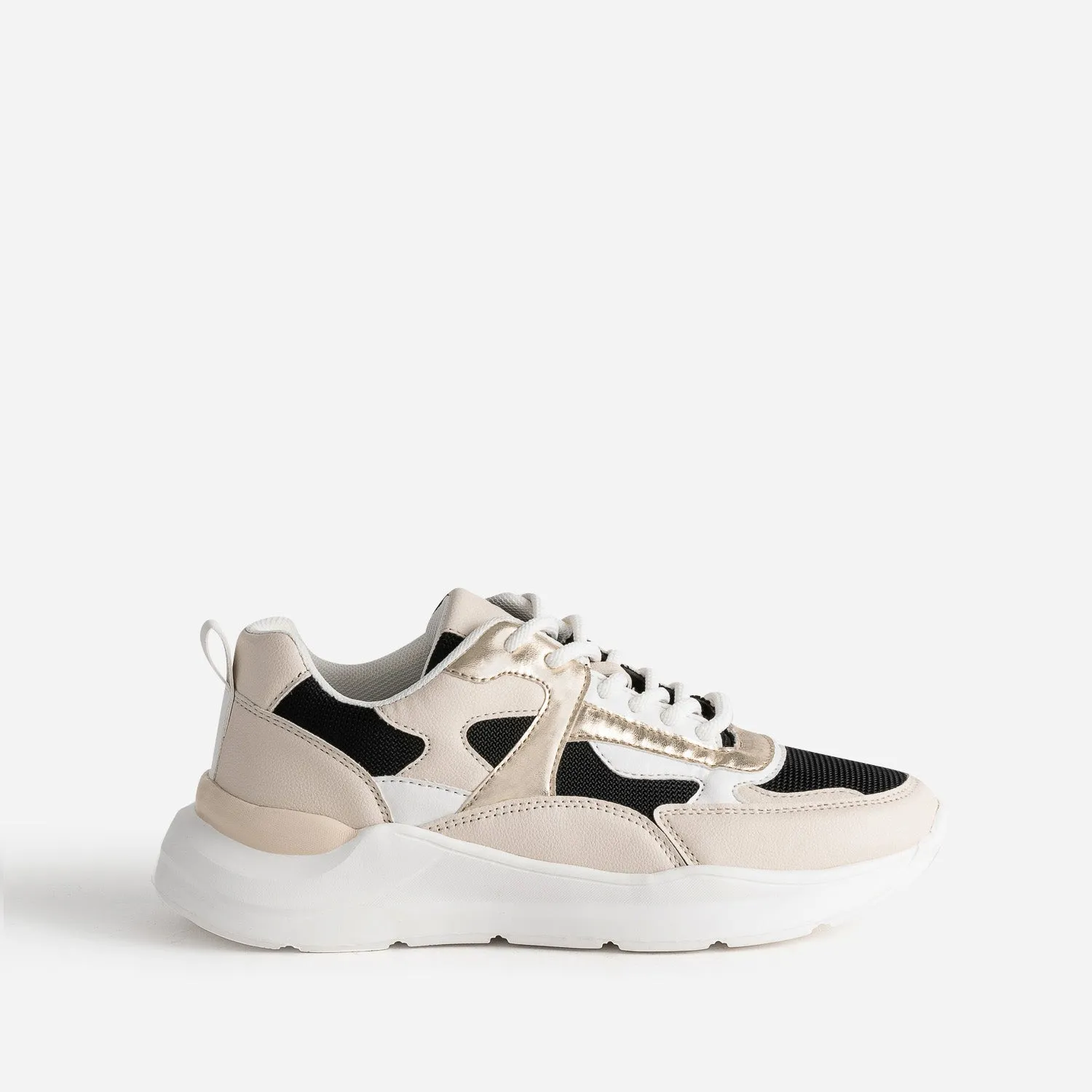 Tennis TEXTO noire, beige, blanche et dorée - Baskets / Tennis Femme | ERAM