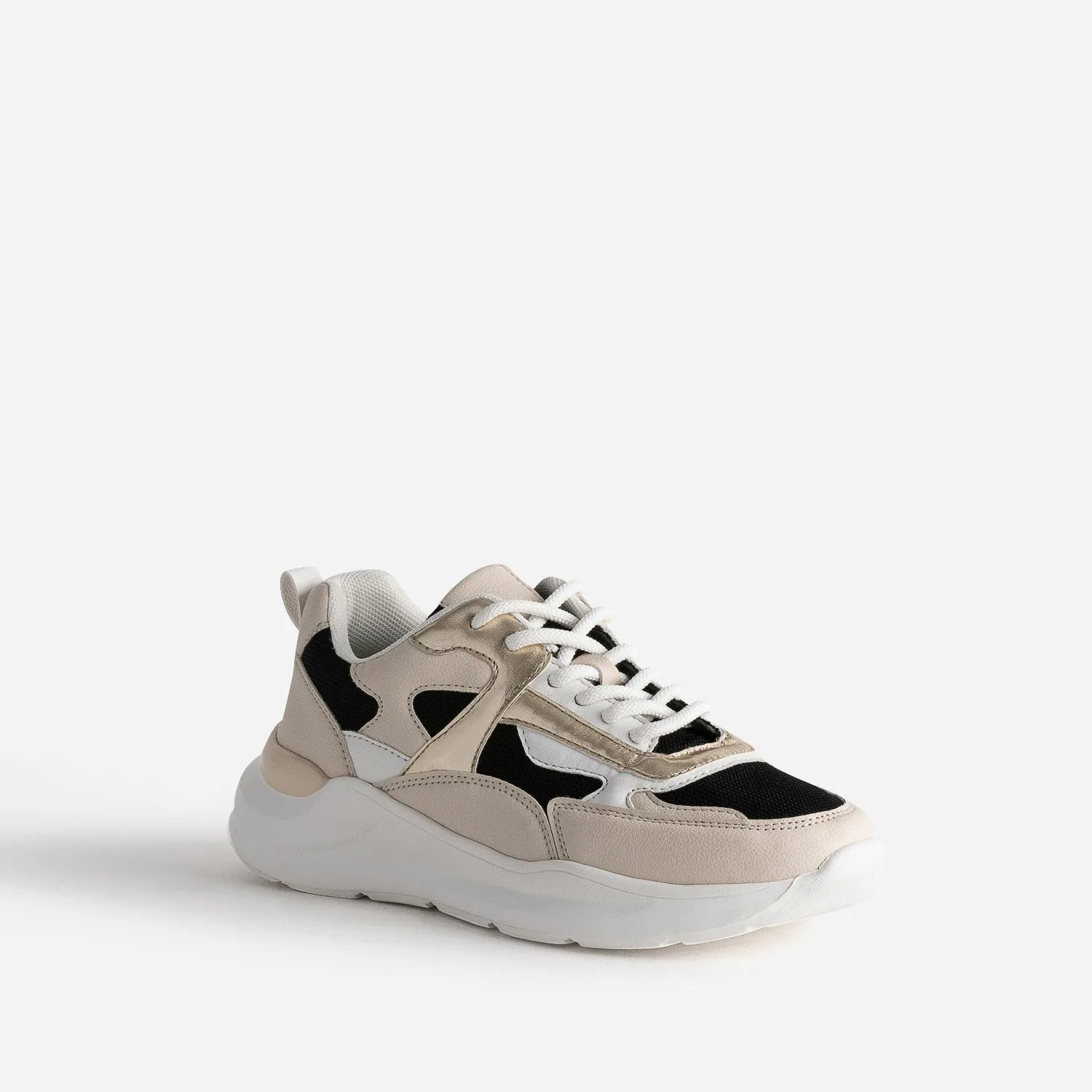 Tennis TEXTO noire, beige, blanche et dorée - Baskets / Tennis Femme | ERAM