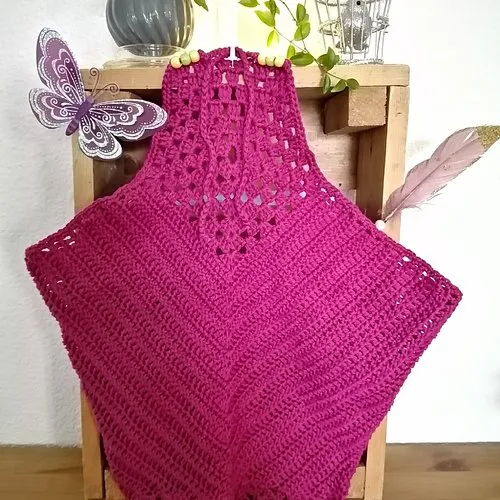 Top fushia,hippie, boho,débardeur d’été, au crochet