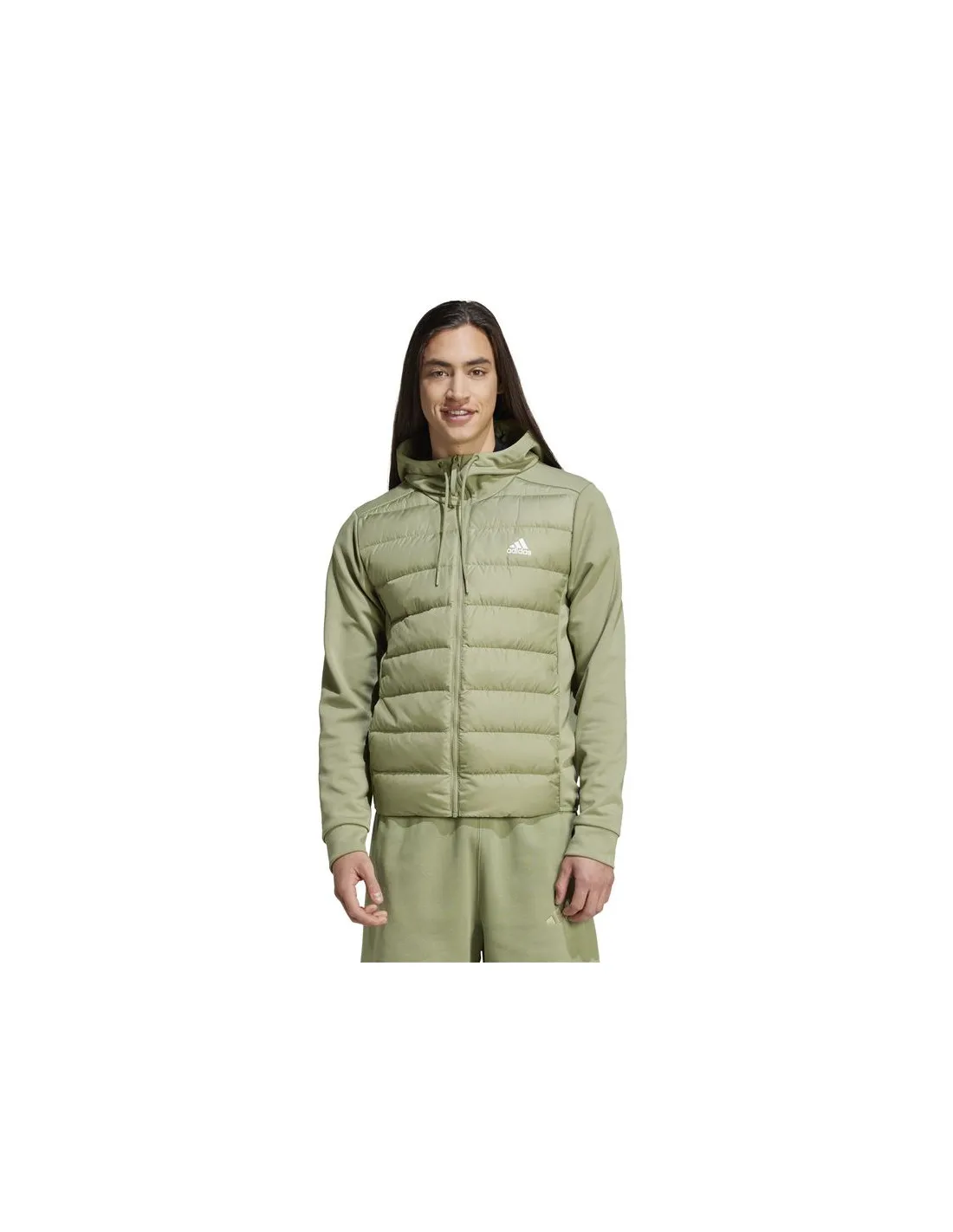 Veste Montagne Homme by Essentials Down Hybrid Green